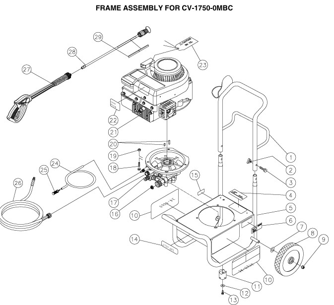 MITM CV-1750 pressure washer replacement parts
